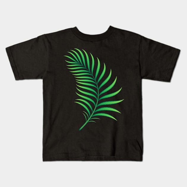 Night tropical pattern. Acid palm leaves Kids T-Shirt by natasedyakina